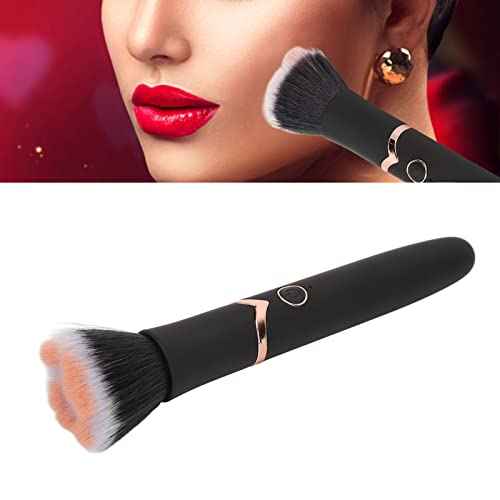 Powered Electric Makeup Brush Loose Powder Brush 10 Gears Vibration Electric Massage Brush for Makeup Blending Contouring Airbrush Finish, Black