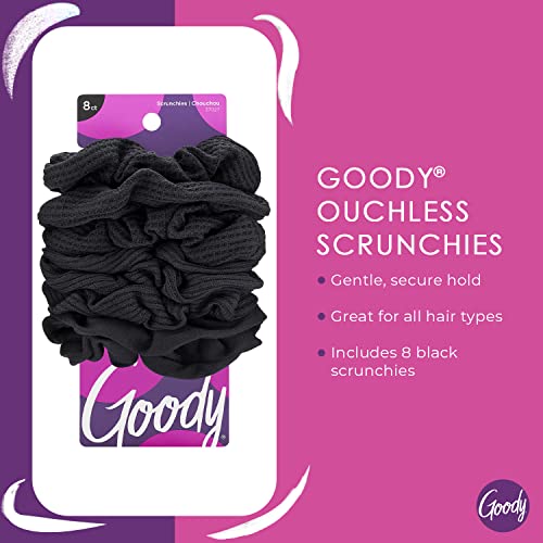 Goody Ouchless scrunchie, Black, 8 Count (Pack of 1)