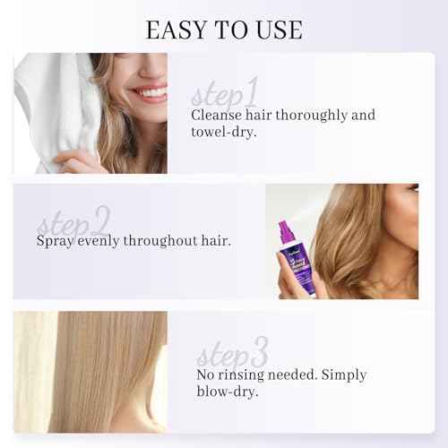 Purple Leave-In Conditioner Spray Repairs Blonde & Gray Hair Strengthens Dry Damaged Strands Lightweight Non-Sticky Formula - Purple Conditioner Spray Removes Brassy Yellow Undertones Color Depositing