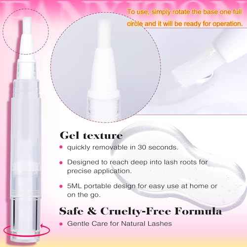 FANXITON Eyelash Glue Remover 5ML Cluster Lash Bond and Seal Glue Remover for Individual Cluster Lashes Remover with Soft Eyelash Brush Self Use at Home