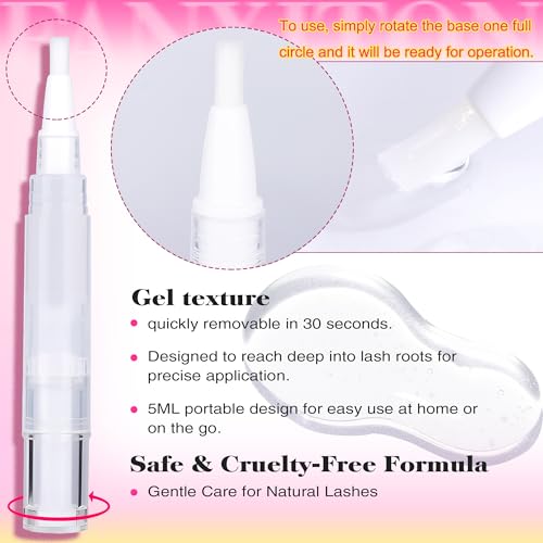 FANXITON Eyelash Glue Remover 5ML Cluster Lash Bond and Seal Glue Remover for Individual Cluster Lashes Remover with Soft Eyelash Brush Self Use at Home
