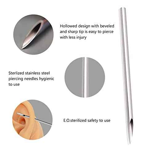 Nose Piercing Kit - 34pcs With Stainless Steel Needles 18G 20G, Clamps, Gloves, Rings, Nails for Body Piercing Supplies