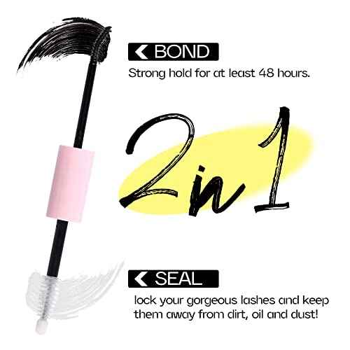 Lash Glue Bond and Seal Long Lasting Strong Hold Waterproof 2 in 1 Cluster Eyelash Glue for DIY Lash Extensions by Mavphnee