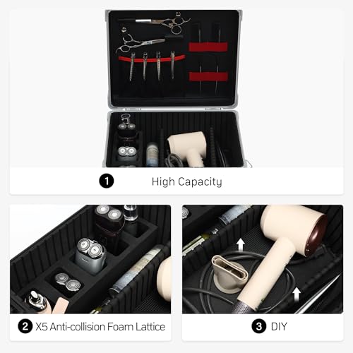 Large Barber Carrying Case, Hairdresser Tool Box Organizer Traveling Case, Portable Travel Barber Suitcase for Hair Stylist Pet Groomer Beauty Salon Makeup Artist