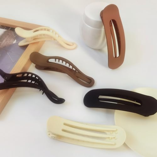 Flat Hair Clips For Women - French Concord Lay Flat Claw Clips for Thin Thick Curly Hair,Strong Hold Duck Billed Clips£¬Comfortable Curved Design Alligator Hair Clips[6-Pack 4.3 Inch]