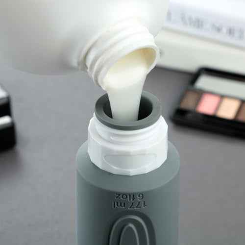 Travel Bottles for Toiletries, Large 6oz Oversize Containers, BPA Free Leak Proof Tubs Refillable Liquid Traveler Accessories with Toiletry Bag for Cometic Shampoo and Lotion Soap (4 Pack)