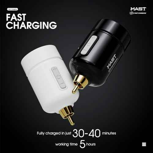 Mast Tattoo Flyb Wireless Tattoo Battery Power Supply for Tattoo Pen Machine, Cordless RCA Jack, Fast Charger Tattoo Battery