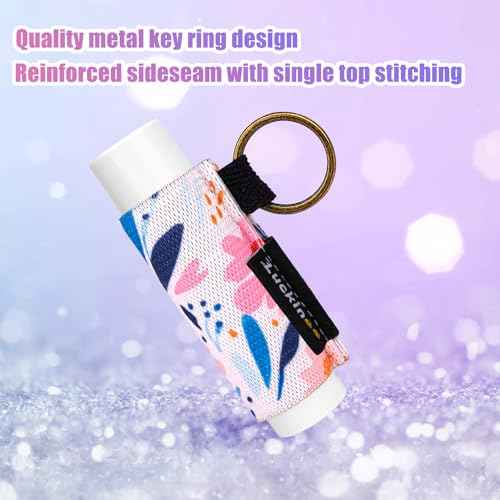 3PCS Lip Balm Holder Keychain Print Chapstick Holder Key chain Lipstick Holder Lip Gloss Sleeve -Tight Elastic Holder Sleeve for Fat and Slim Lip Balms
