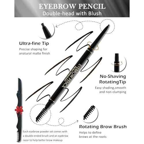 12Pcs Waterproof Dark Brown Eyebrow Pencil Set, Professional Brow Micro Eyebrow Retractable Pencil, Ultra Fine Long Lasting for Perfect Eye Liner Brows Eye Makeup Shaping & Filling Brow Gel Pen- 05