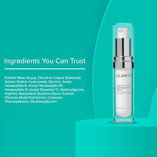 ClarityRx Keep Your Chin Up Anti-Aging Neck & Chest Serum, Natural Plant-Based Hyaluronic Acid Treatment for All Skin Types (1 fl oz)
