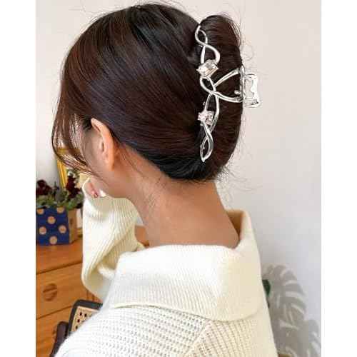 3 PCS Metal Hair Claw Clips Rhinestone Large Hair Clips Strong Hold Non-Slip Hair Barrette for Thick and Thin Hair£¨Wave£©