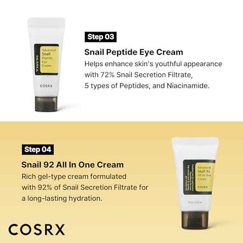COSRX All About Snail Mucin Korean Skin Care Set, Mini Travel Essentials, Travel Size Gift Set with Snail Mucin Face Wash, Serum, Moisturizer & Eye Cream, Rejuvenating Kit