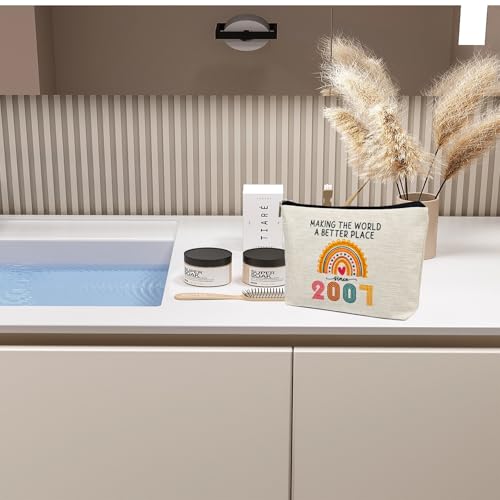 Ancpeany 18th Birthday Gifts for Girls: Makeup Bag, 2007 Happy 18th Birthday Decorations, Cosmetic Travel Pouch