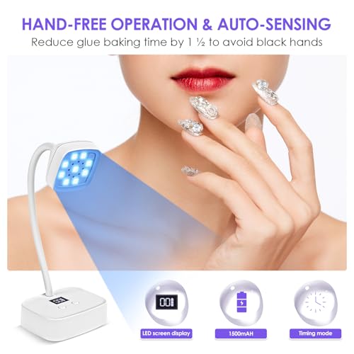 LED Mini UV Nail Lamp Auto Sensor Gel Nail Dryer 27W Rechargeable 360 Adjustable with 2 Timers