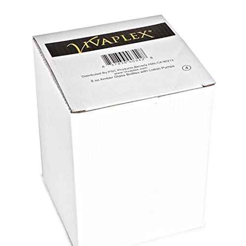 Vivaplex, 4, Large, 8 oz, Empty, Amber Glass Bottles with Black Lotion Pumps
