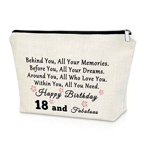 18th Birthday Gifts for Girls Makeup Bag Birthday Gifts for Women 18 Years Old Happy Birthday Gifts for Sister Cosmetic Bag Gifts for Your Daughter Turning 18 Born in 2006 Gifts Travel Pouch