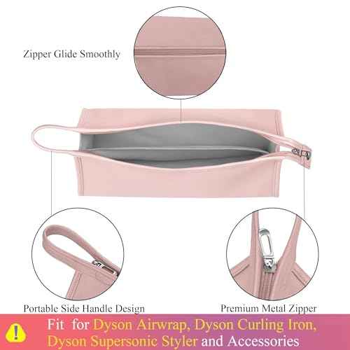 Pu Leather Travel Case Compatible with Dyson Airwrap Styler, Portable Waterproof Organizer Bag for Shark FlexStyle Attachments Storage, Pink