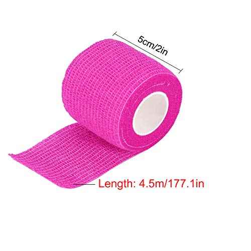 VideoPUP Tattoo Grip Cover Wrap,12PCS Disposable Cohesive Tattoo Grip Cover Elastic Bandage Handle Grip Tube for Tattoo Machine Tattoo Grip Accessories(Phosphor Pink+Purple)