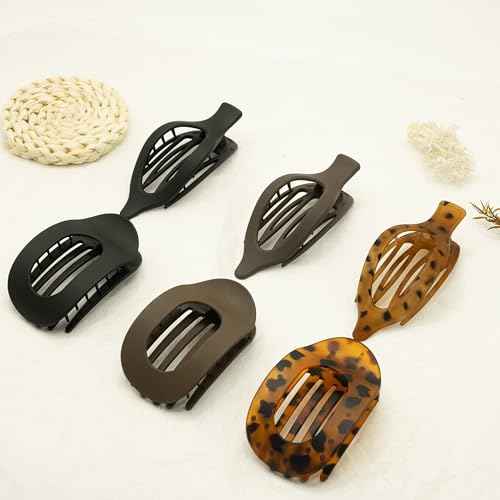 Flat Claw Clips for Women, Large Duckbill French Hair Clips, 6 Pack Non-Slip Matte Hair Accessories for Thick & Thin Hair