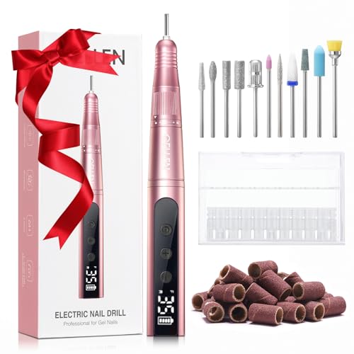 Gellen Gel Nail Polish Remover Professional Electric Nail File, 11 in 1 Nail Drill Kit, Cordless Rechargeable Pedicure Manicure Kit Nail Drill for Acrylic Gel Nails Tips
