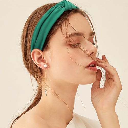 Green Knotted Headbands for Women Wide Knot Hair Bands Girls Hair Accessories for Christmas Birthday Party Supplies