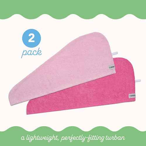 Turbie Twist 2-Pack Microfiber Hair Towel for Beauty, Travel, Gifting - Hair Wrap Turban for Straight, Wavy & Curly Hair - Premium Personal Care - Dark Pink & Light Pink
