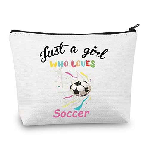 Girl Soccer Gifts Just a Girl Who Loves Soccer Makeup Bags Soccer Travel Cosmetic Bag Gift for Soccer Players Fans