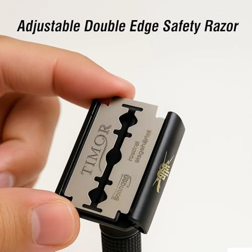 Full Brass Adjustable Safety Razor for Men | Butterfly Open & Long Handle | with 10 German Solingen Blades