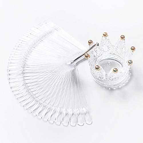 2 Set 100 Tips Clear Nail Art Swatches Sticks Polish Board Display Practice Sticks Tool Transparent Fan-shaped Nail Art Tips False Nail Sticks with Metal Screw Ring Plastic Christmas Gift