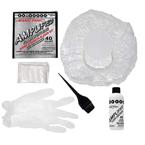 MANIC PANIC Flash Lightning Super Strength Bleach Kit - 40 Volume Developer + Bleach Powder - Hair Lightener for Dark Hair + Lifting up to 7 Levels - Vegan & Cruelty Free