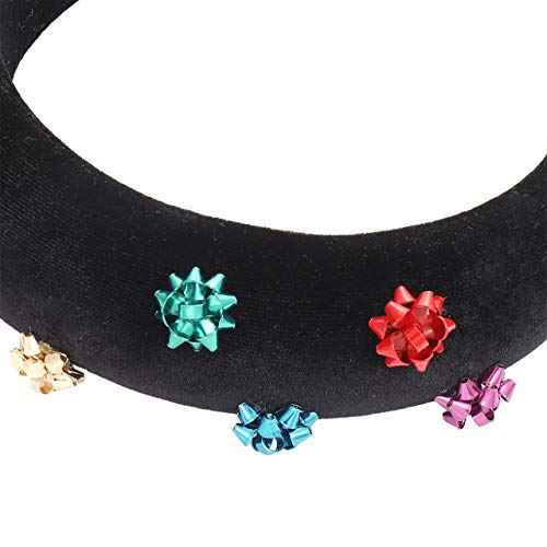 ANGLESJELL Christmas Headbands Gift Bow Paded Headband Festive Xams Hairband for Woemen Girls (Black-Gold)
