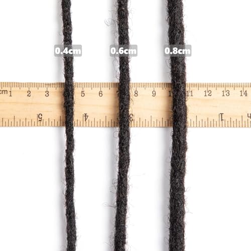 Teresa 8 Inch 0.8cm Width Loc Extension Human Hair Natural Black 40 Strands Loc Extensions for Men/Women/Kids Real Dreadlock Extensions Human Hair