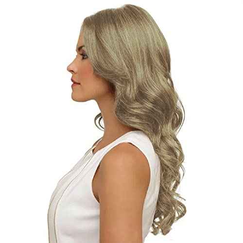 Anfei Women's Pastel Wavy Wig Curly Wavy Shoulder Length Pastel Cosplay Wig with Wig Cap (27 Inches) (Light Gold)