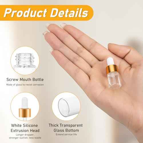 20 Pack Mini Dropper Bottle for Cuticle Oil, 2ml Small Sample Essential Oil Dropper Bottles for Travel, Clear Empty Vails for Cosmetic Perfume