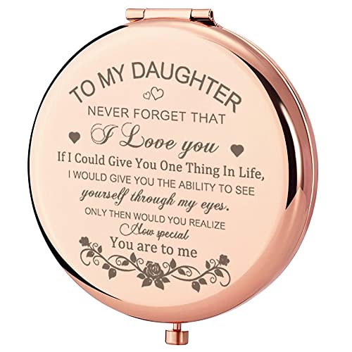 GAOLZIUY Daughter Gifts from Mom, Rose Gold Daughters Compact Mirror, Birthday Gifts for Daughter from Mother, Graduation Wedding Anniversary Christmas