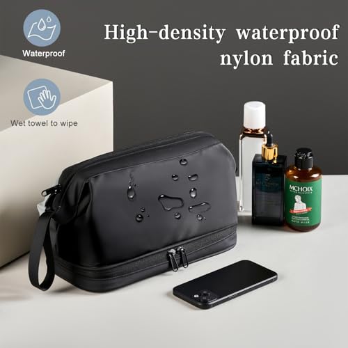 Large Travel Toiletry Bag for men women,Makeup Organizer Bag, Dopp Kit,Waterproof Hanging Cosmetic Bag for Toiletries Accessories(Black)
