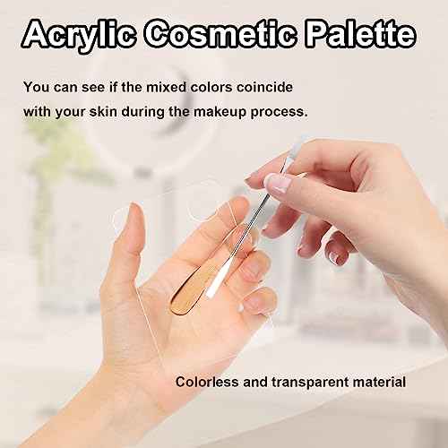 5pcs Professional Makeup Spatula Korean Set with Foundation Spatula Stainless Steel Makeup Palette Acrylic Cosmetic Palette,Reusable Beauty Tools for Facial Cosmetic,Nail Art,Pigment Blending