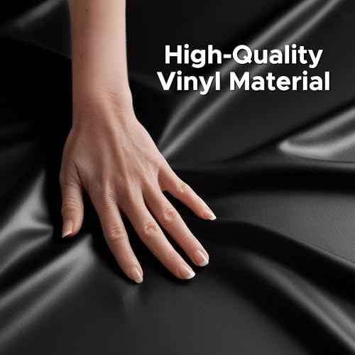Black Vinyl Queen Waterproof Fitted Massage Bed Sheet with Side Pocket | Mattress Protector, Bed Cover for Nuru Massage - Oil, Water-Based, Silicone Safe | 60'' x 80'' + 15.7'' Deep Pocket