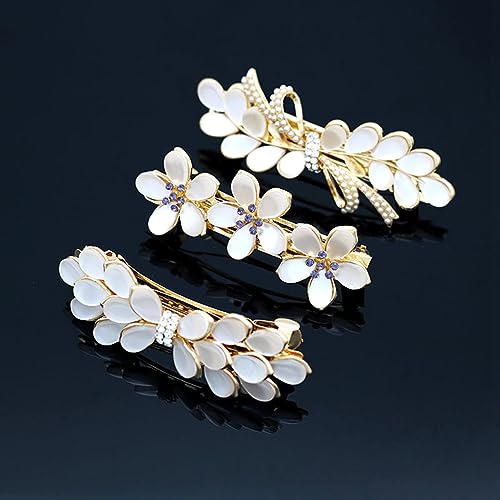 3pcs Opal Flower Rhinestone Hair Clip French Crystal Vintage Hair Barrettes Elegant Pearl Hair Accessories Elegant Hair Pins Decorative Hair Clips for Women