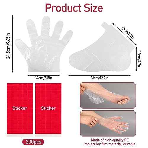 200 Pcs Paraffin Wax Liners for Feet and Hand, Disposable Paraffin Bath Liners Plastic Hand and Foot Bags for Hand & Feet Thermal Hot Wax Therapy SPA Paraffin Wax Machine,Larger and Thicker