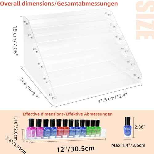 Acrylic Nail Polish Organizer Rack, 6 Tier Holder Stand, Paint Rack Gel Nail Polish Shelf Display, Sunglass Organizer, Essential Oils Storage Shelf, Holds Up to 72 Bottles