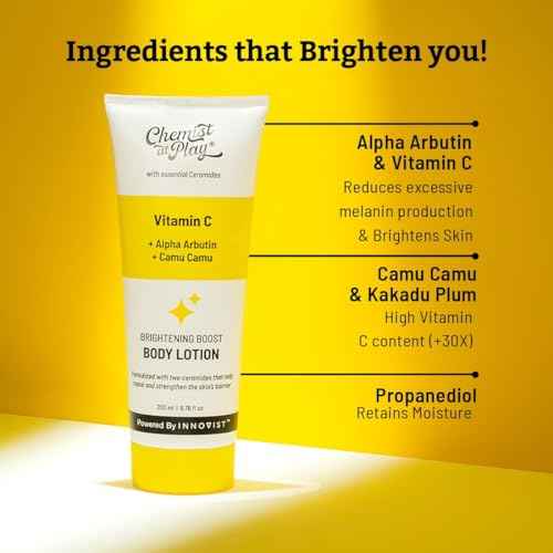 Chemist at Play Brightening Body Lotion with Ceramides | Alpha Arbutin, Camu Camu & Vitamin C | All Skin Types | For Bright, Moisturized & Glowing Skin | 200 ml