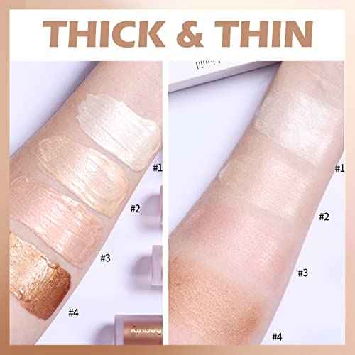 Erinde Liquid Highlighter, Face Bronzer Stick, Natural Glossy Finish, Lightweight Blendable Silky Smooth Cream Illuminator, Cruelty-Free, 01# Moonlight