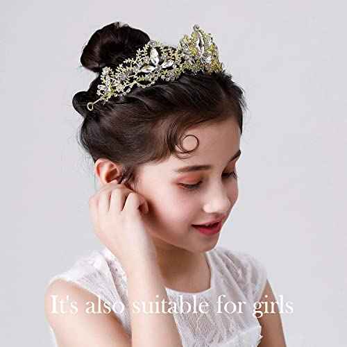 Gold Tiara Wedding Tiaras and Crowns for Women,Rhinestone Queen Women Princess Crown Birthday Headbands Prom Bridal Party Halloween Costume Christmas Gifts
