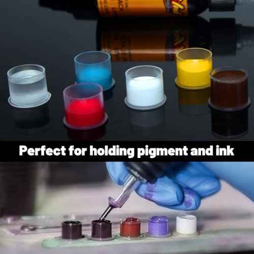 WZPB Tattoo Ink Caps - 300pcs Ink Cups with Base White #11 Small Pigment Caps for Tattoo Permanent Makeup Container Cap