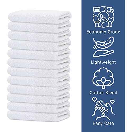GOLD TEXTILES 120 Pack Economy White Washcloths Set (12x12 inches) - Cotton Blend Commercial Grade Cleaning Rags, Quick Drying & Soft Face Cloths, Fingertip Towels for Bathroom, Spa, Gym, and Kitchen
