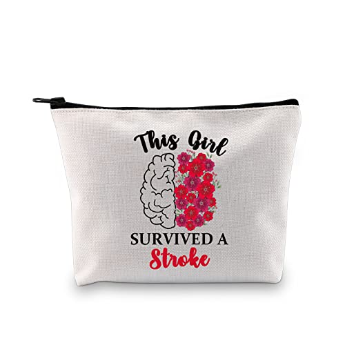 G2TUP Stoke Awareness Gift This Girl Survived A Stroke Makeup Bag Stroke Survivor Cosmetic Bag Stroke Warrior Gift Zipper Travel Bag (Survived A Stroke MB)