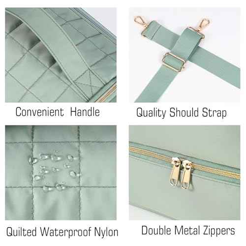 Nail Polish Organizer Case,Nail Storage Organizer Holds Nail Lamp & 50 Bottles Nail Polish,Travel Nail Tech Case,Waterproof Nail Kit Organizer Bag Fits Nail Supplies & Manicure Tools (Green)