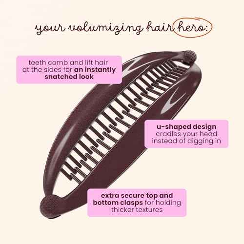 Cobana Banana Clip Hair Clips - Volumizing Hair Claw Clips & Hair Styling Accessories for Thick & Thin Hair - Large 6'' Set of 2 (Black and Brown)