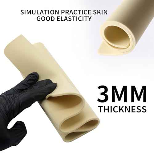 0.0098 inch Tattoo Practice Skin, 3 Pcs 11.81 * 7.87inch Thick Silicone Fake Skin Blank Double Sides Soft Skin, Tattooing Microblading Eyebrow Lip Practice Sheet for Beginners and Artists